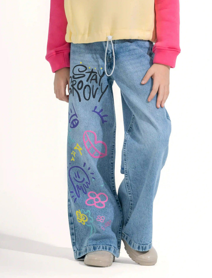 Loose Fit All-Over Print Jeans