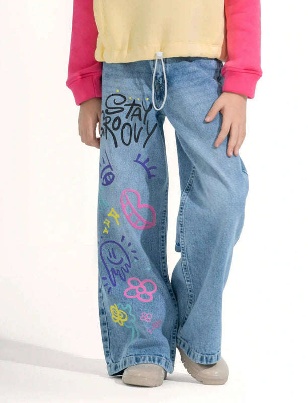 Loose Fit All-Over Print Jeans