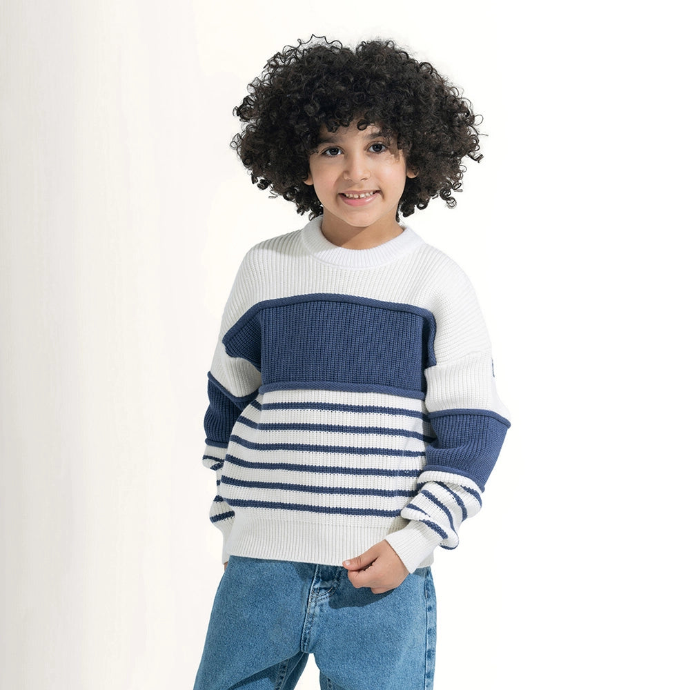 Nautical Stripe Color-Block Knit Pullover