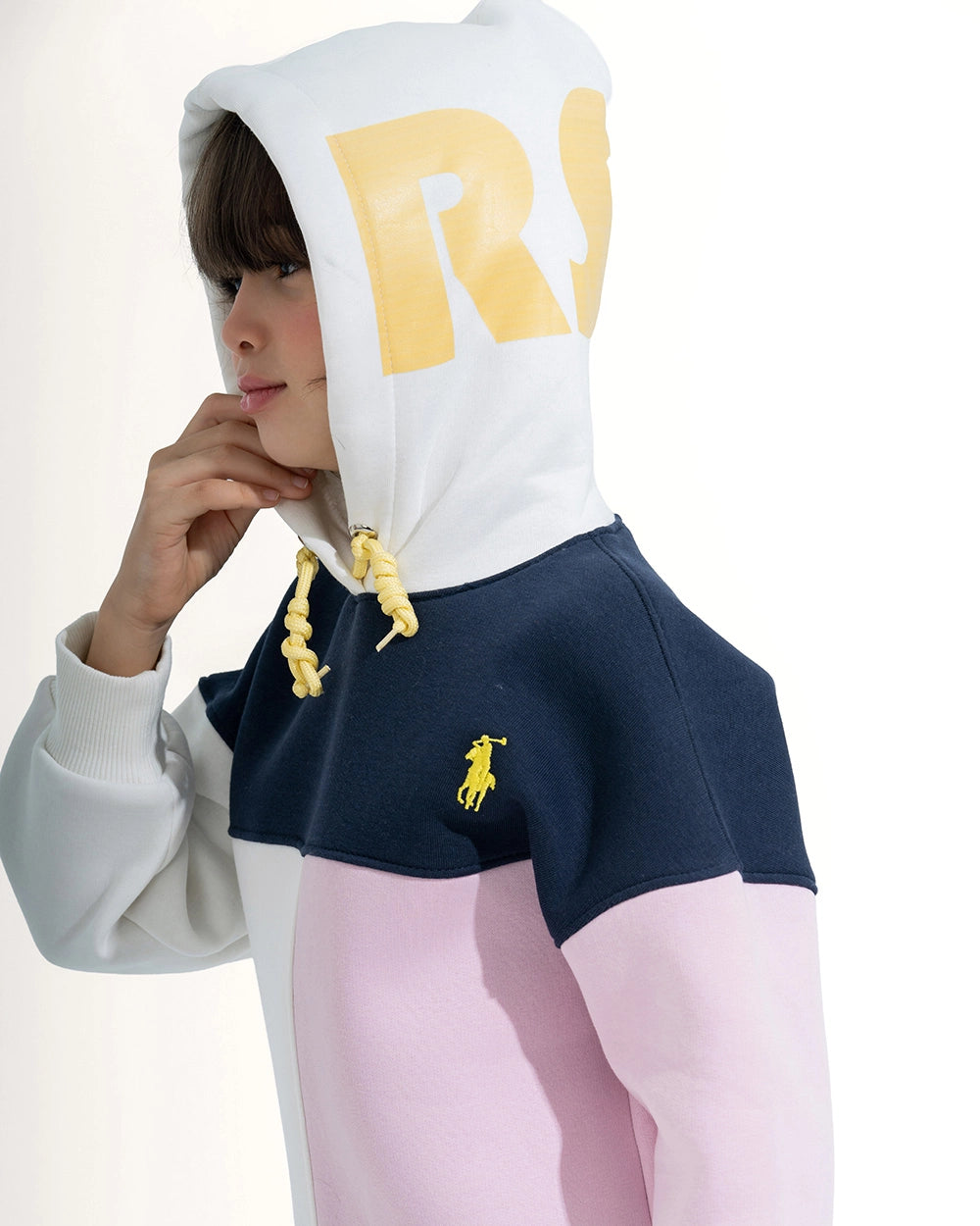 Three-Color Block Panel Hoodie