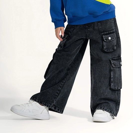 Retro Wide-Leg Cargo Jeans
