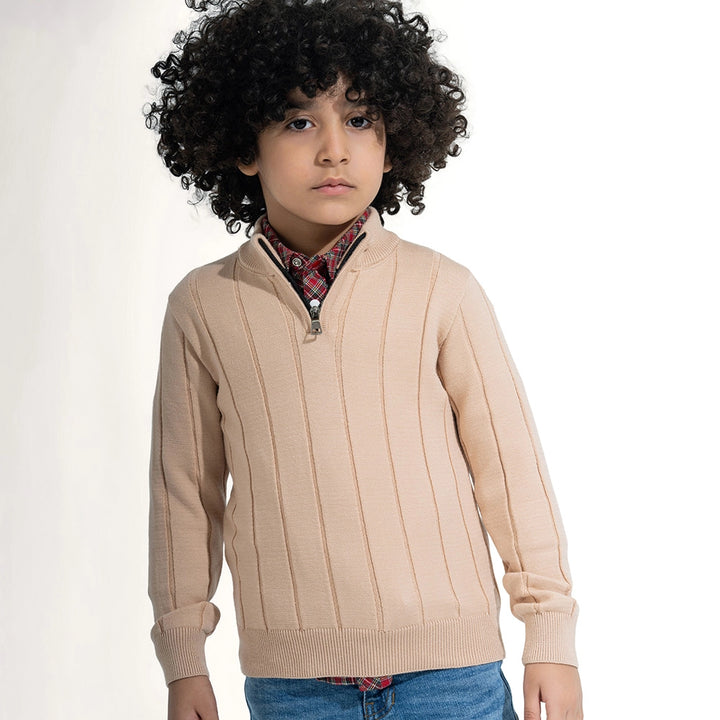 Ribbed Knit Quarter-Zip Sweater