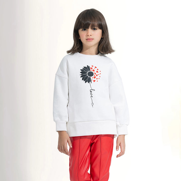 Heart Flower Side-Button Sweatshirt
