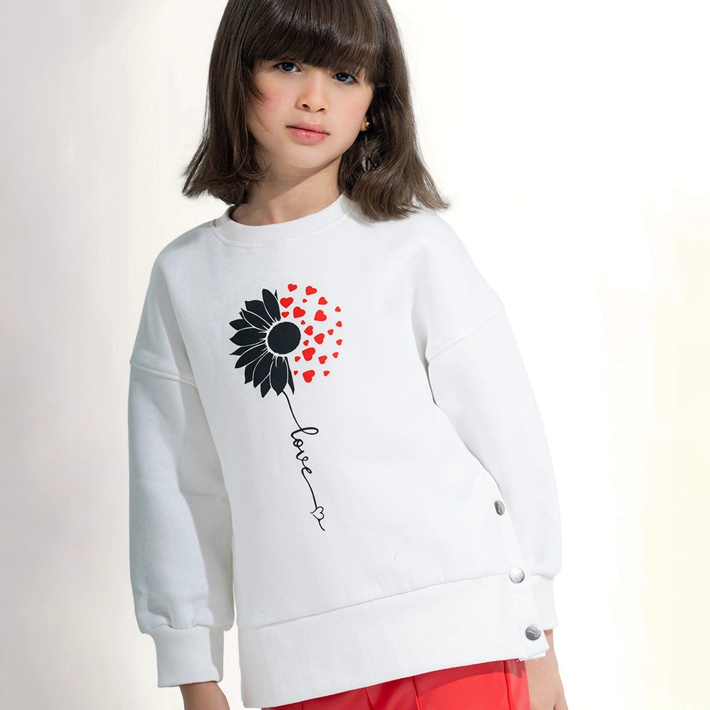 Heart Flower Side-Button Sweatshirt