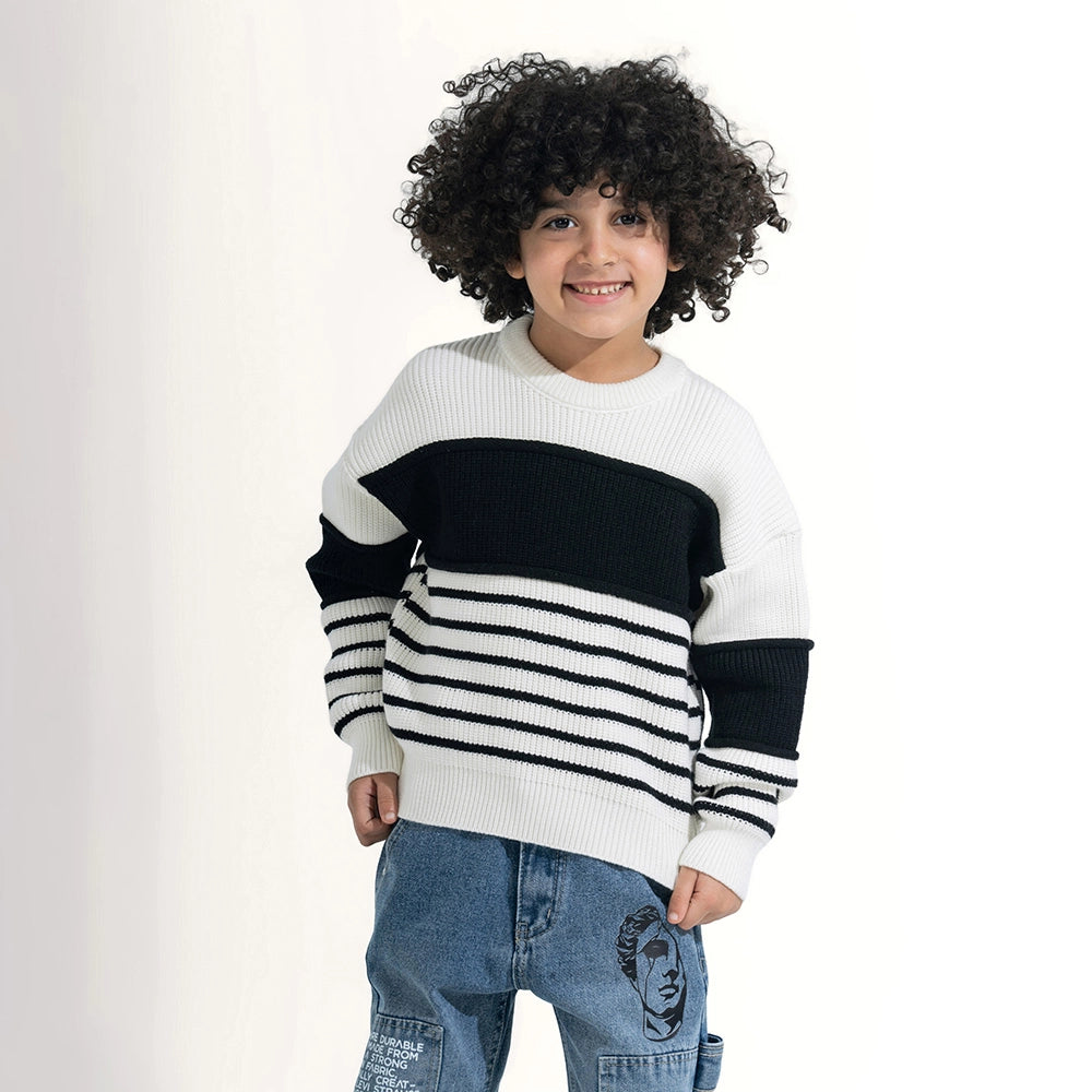 Nautical Stripe Color-Block Knit Pullover