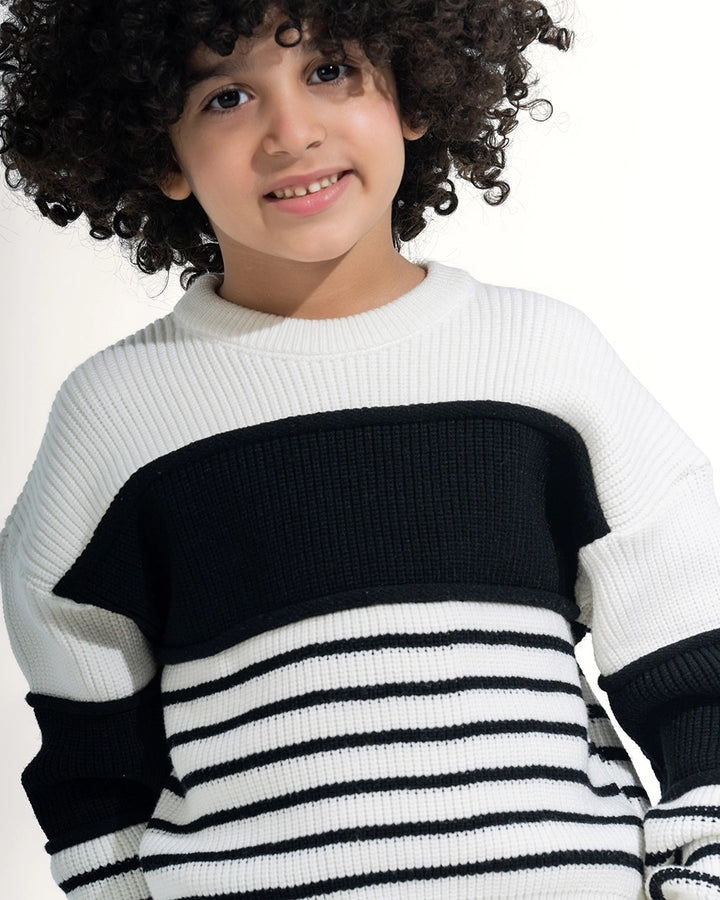Nautical Stripe Color-Block Knit Pullover