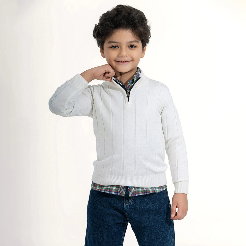 Ribbed Knit Quarter-Zip Sweater