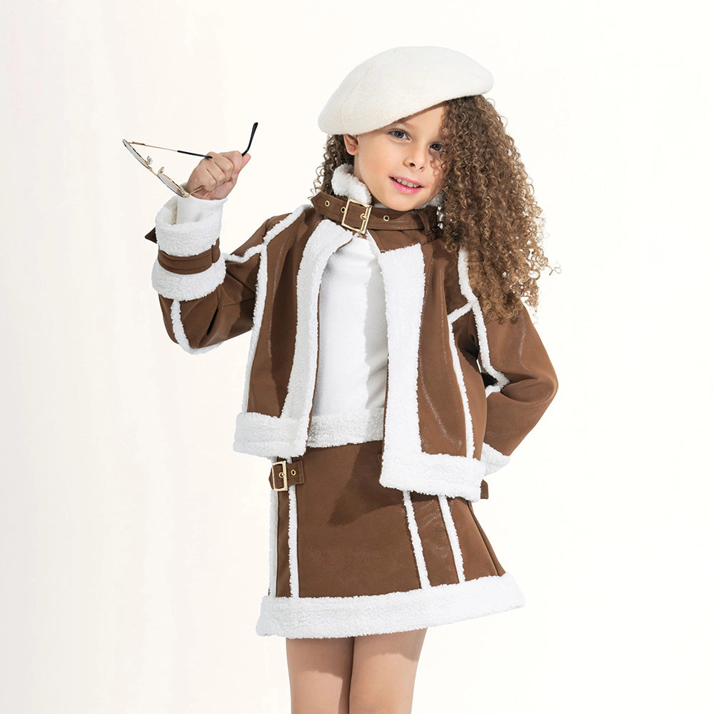 Edgy Faux-Shearling Set