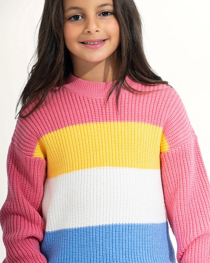 Color Block Balloon Sleeve Sweater