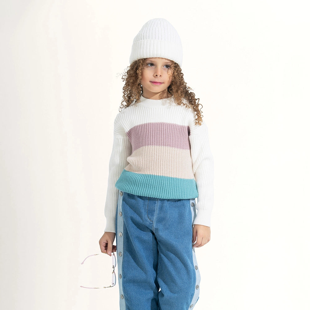 Color Block Balloon Sleeve Sweater