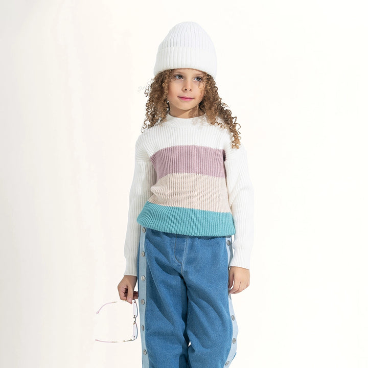 Color Block Balloon Sleeve Sweater