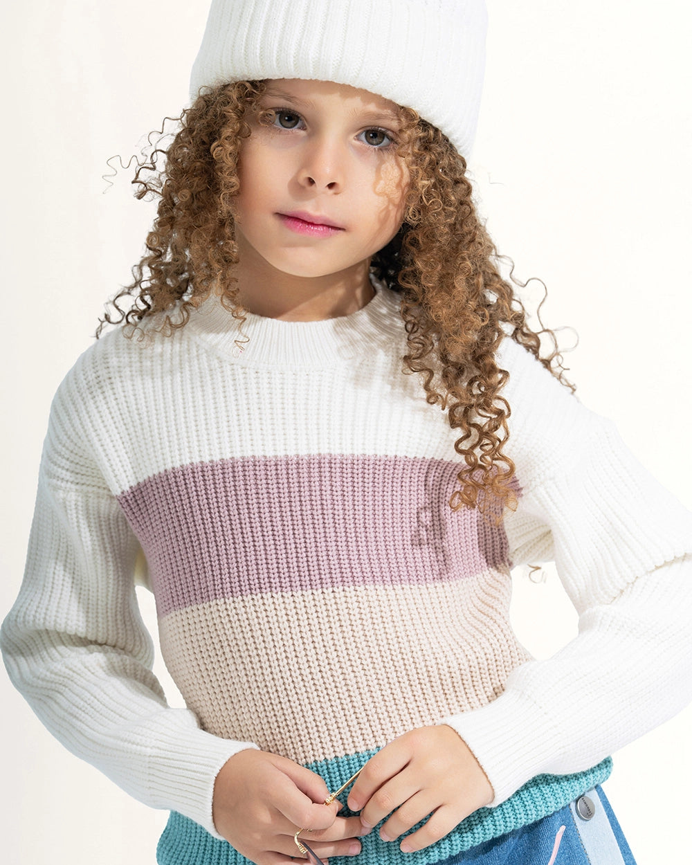 Color Block Balloon Sleeve Sweater