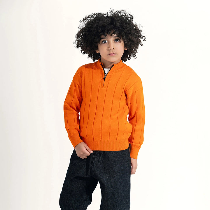 Ribbed Knit Quarter-Zip Sweater