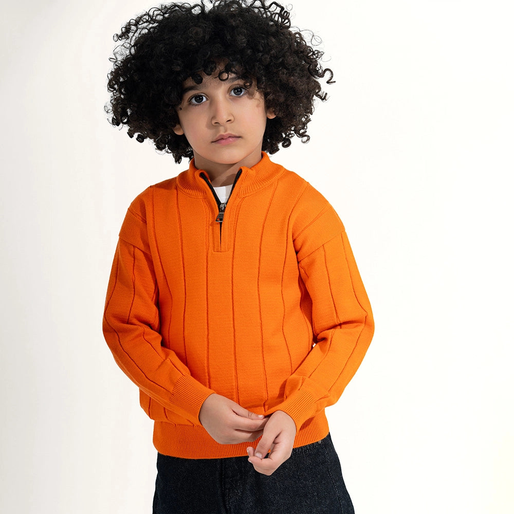 Ribbed Knit Quarter-Zip Sweater