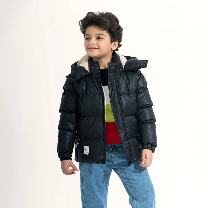 Shiny Hooded Puffer Jacket