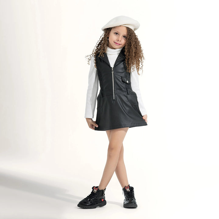 Faux Leather Jumper Dress