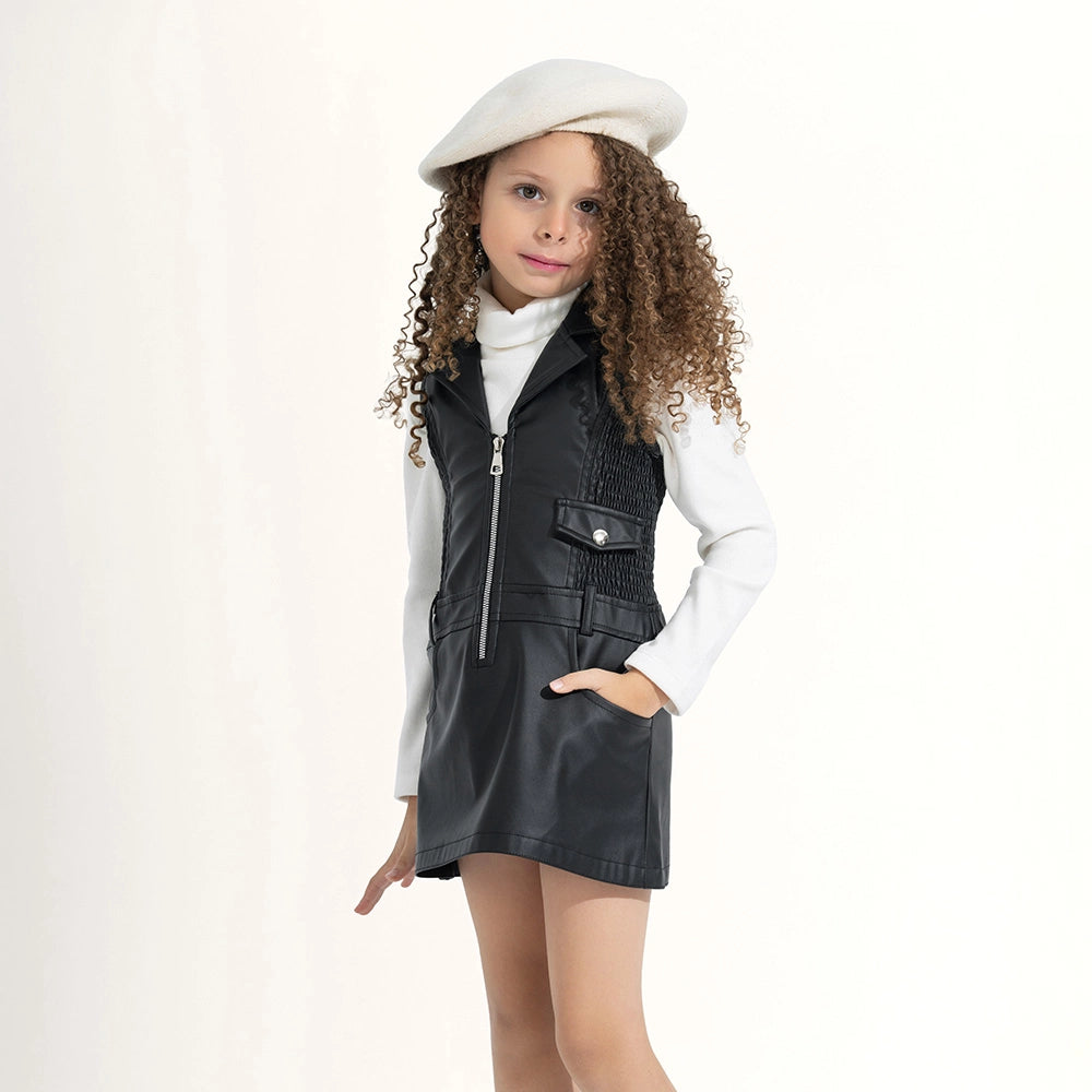 Faux Leather Jumper Dress