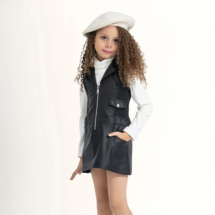 Faux Leather Jumper Dress