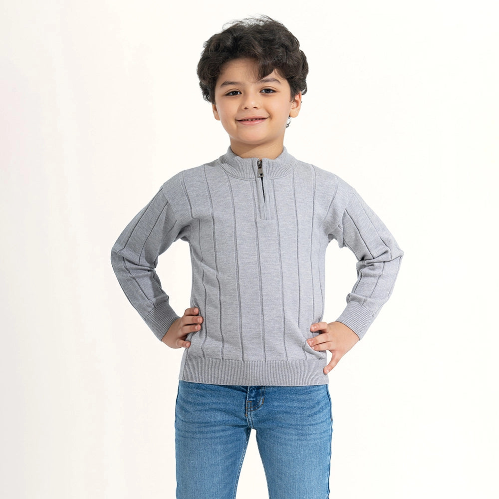 Ribbed Knit Quarter-Zip Sweater