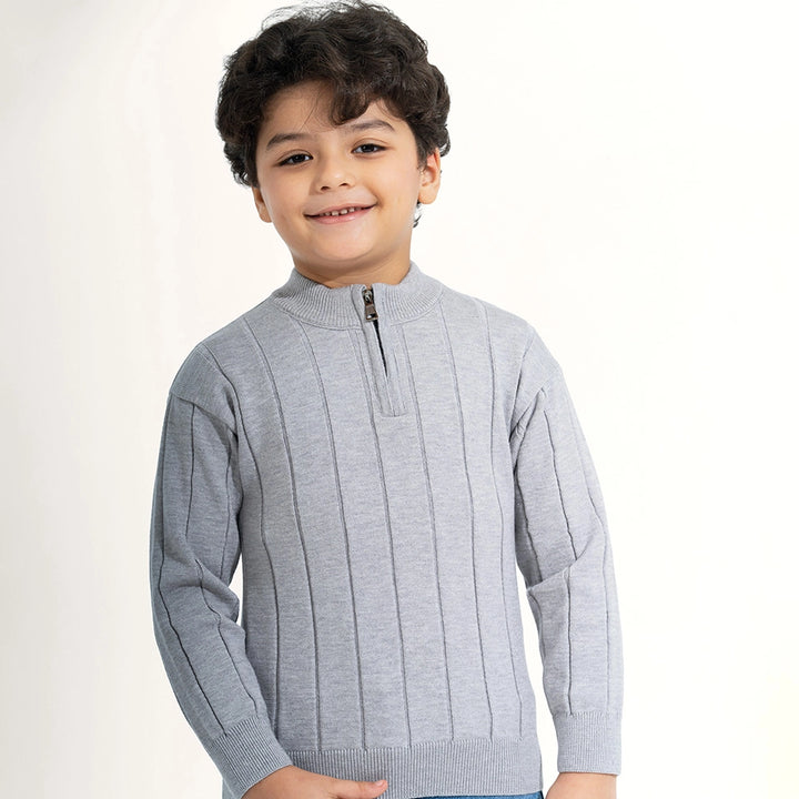 Ribbed Knit Quarter-Zip Sweater