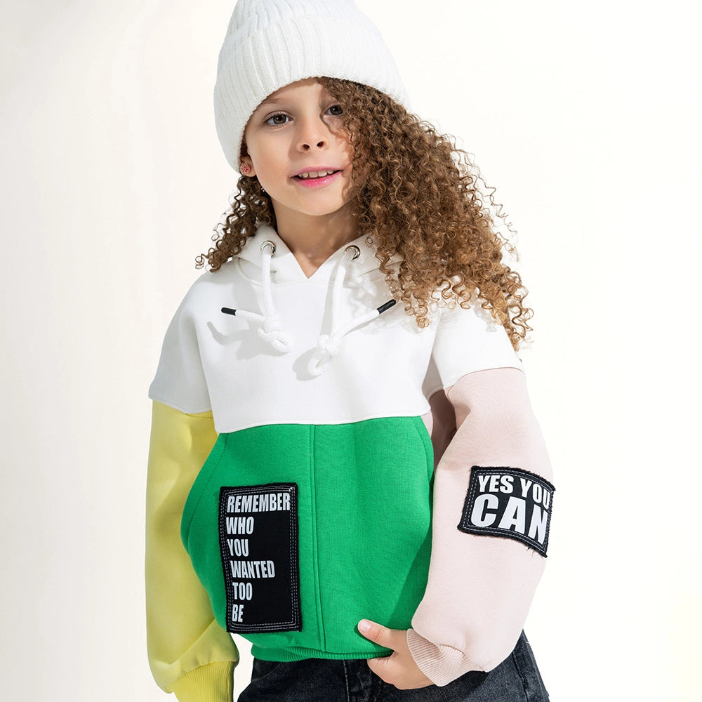 Motivational Color-Block Statement Hoodie