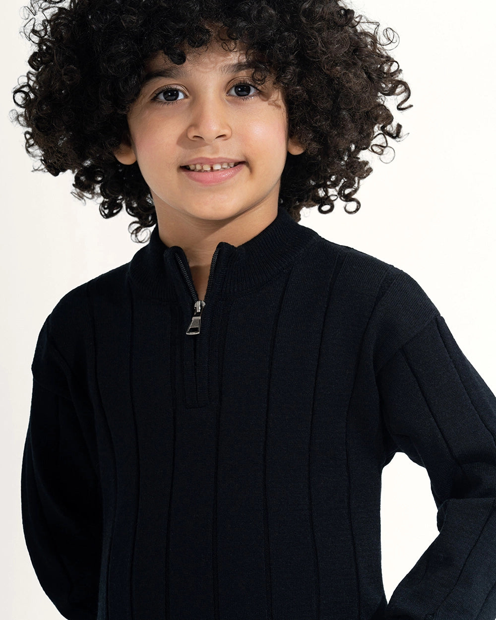 Ribbed Knit Quarter-Zip Sweater