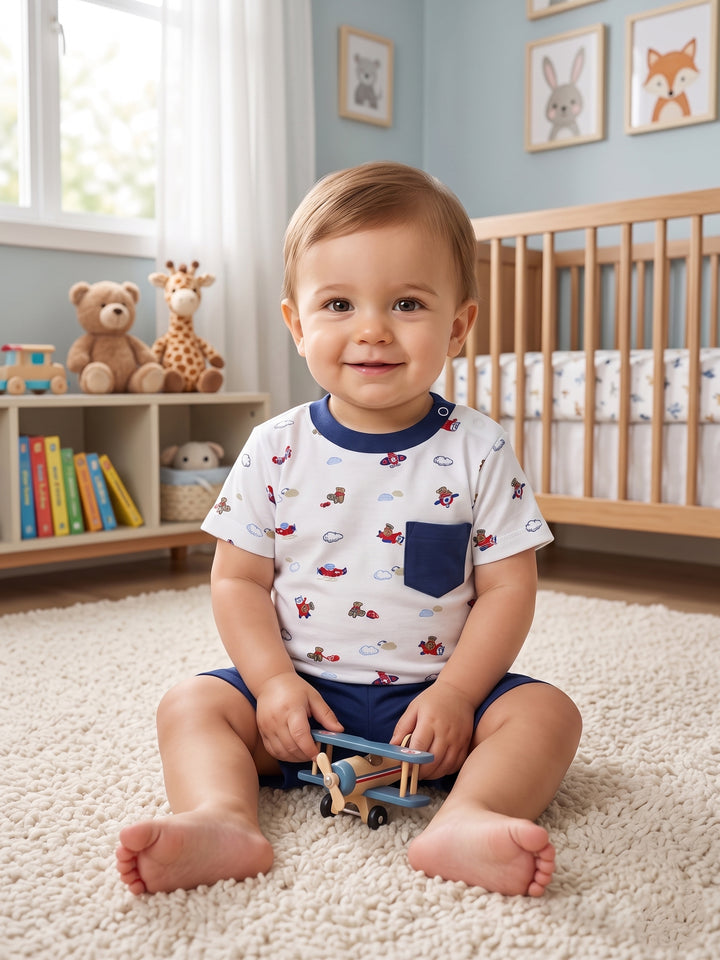 Pilot Teddy Printed Tee & Shorts Set