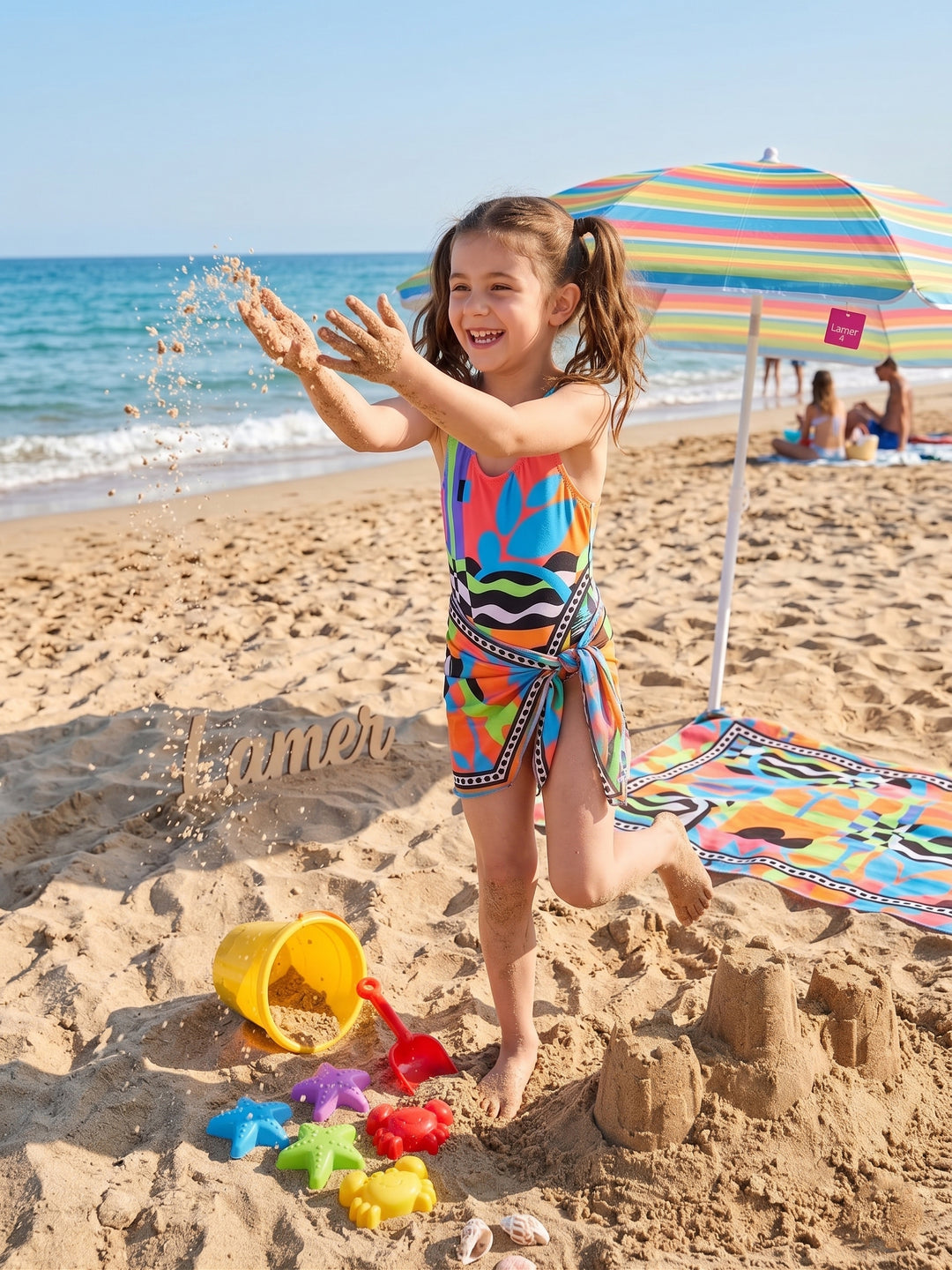 Girls' Sarong-Tie One-Piece Swimsuit
