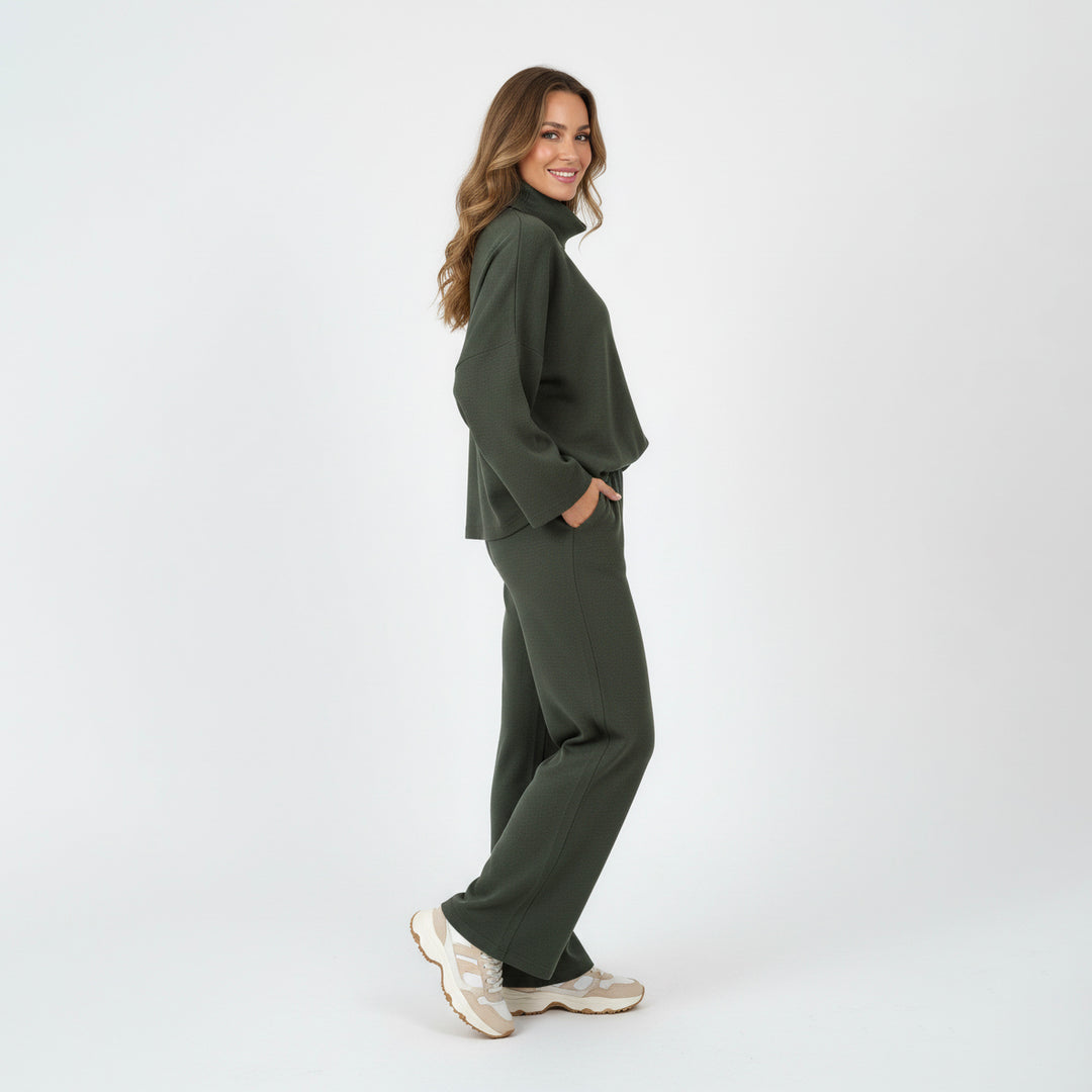 Ribbed Crew Neck Top Set