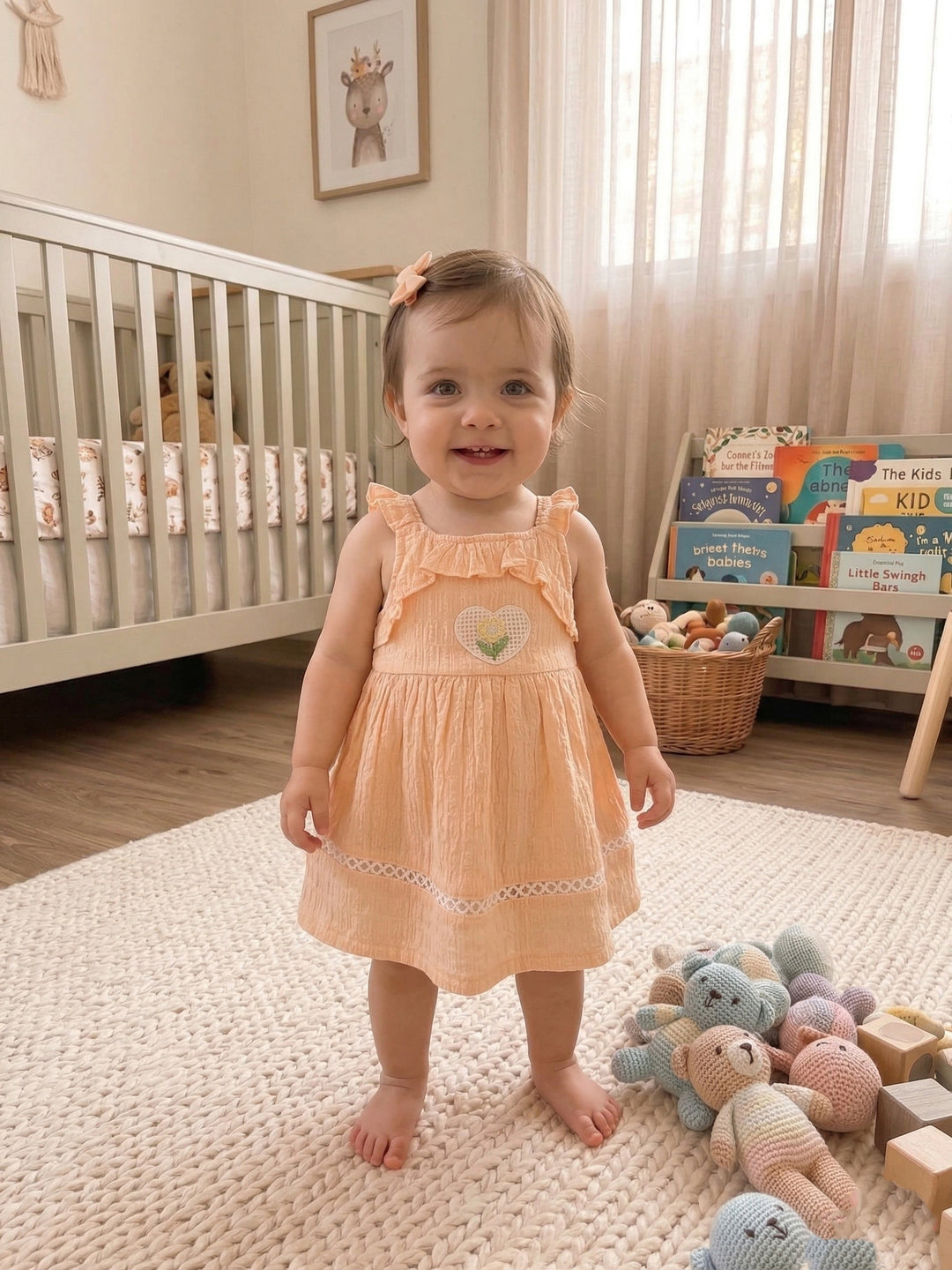 Graceful Bow & Lace Baby Dress