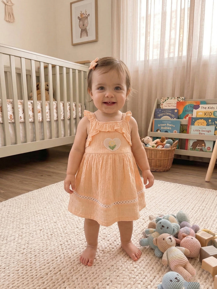 Graceful Bow & Lace Baby Dress