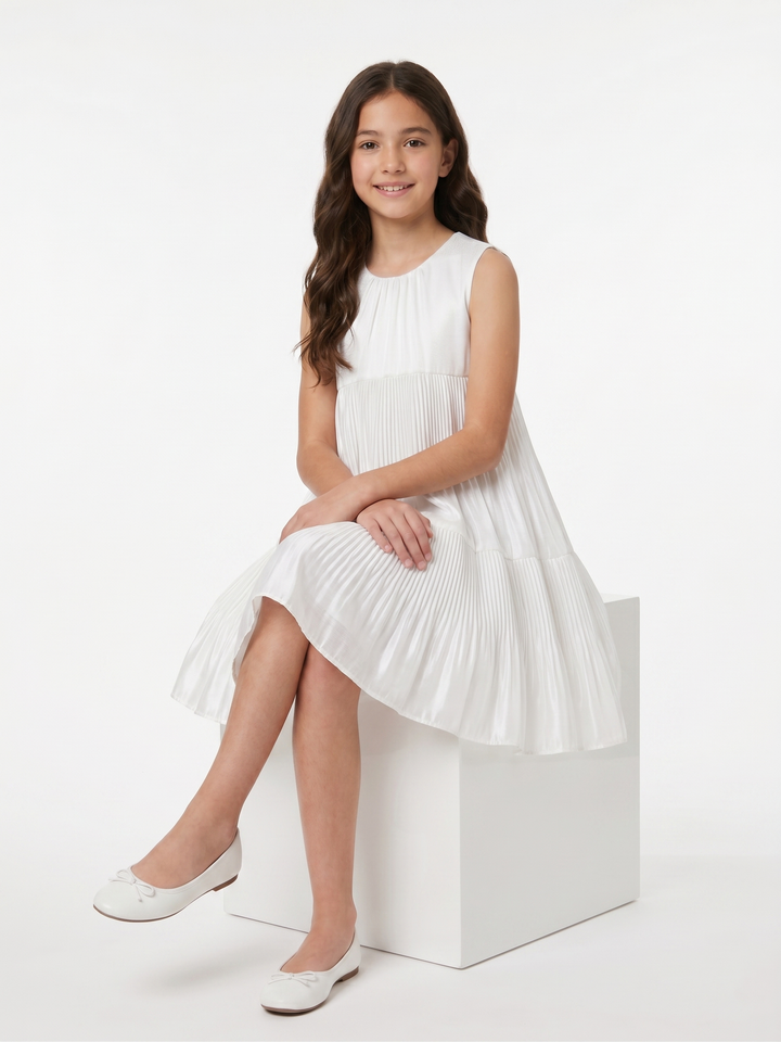 Elegant Tiered Pleated Party Dress for Girls