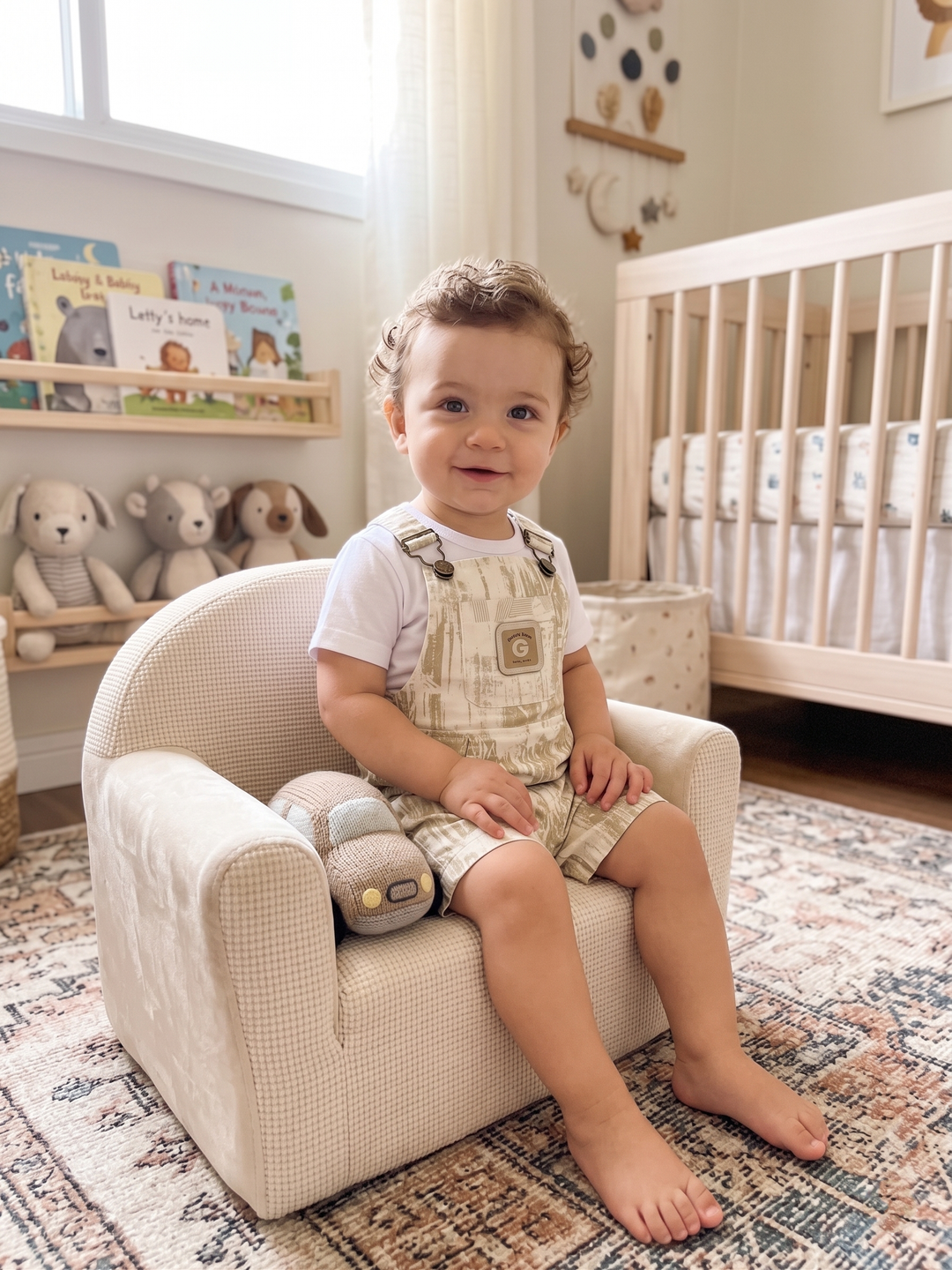 Urban Print Denim Overalls & Tee Set