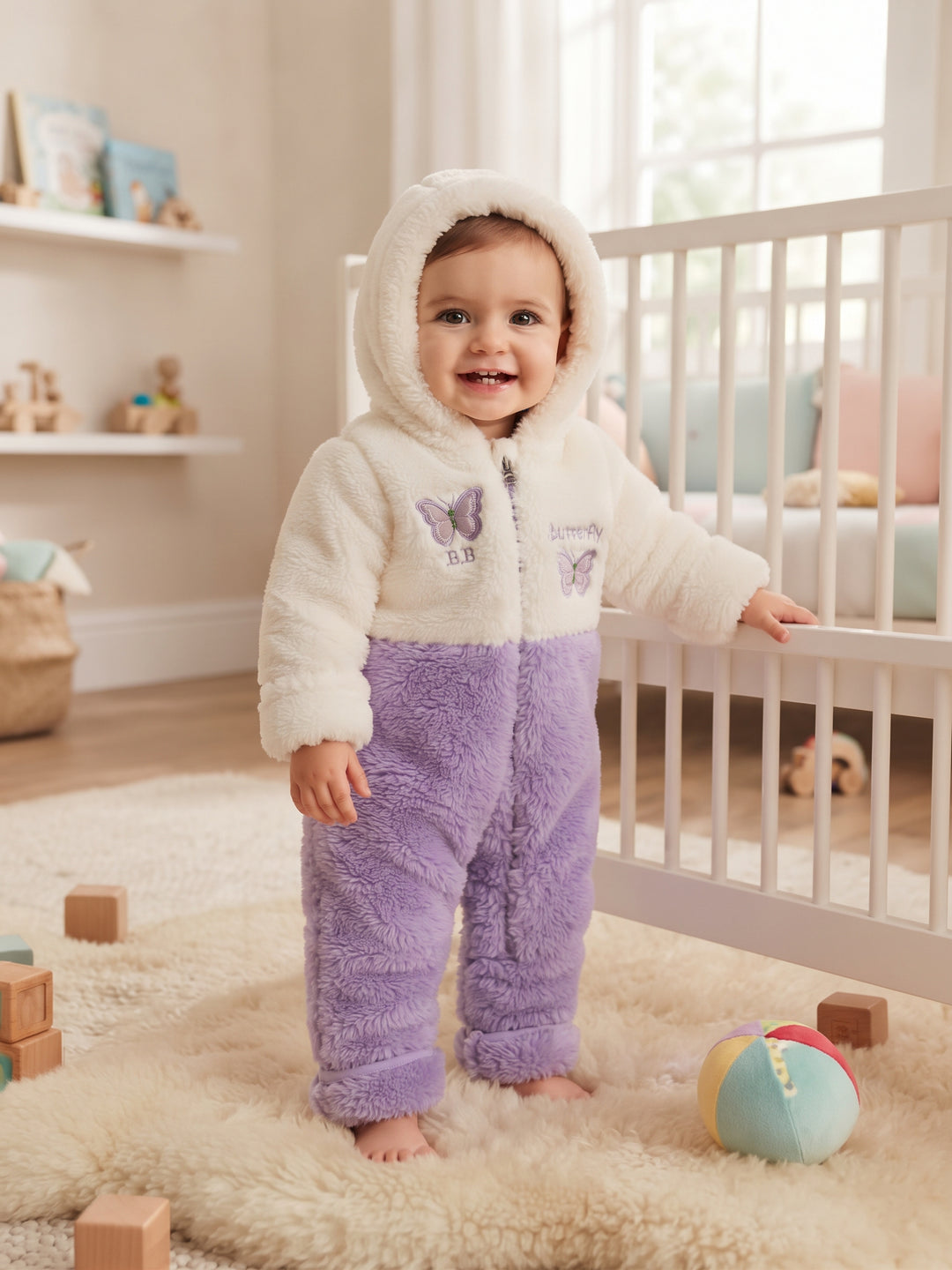 Butterfly Plush Fleece Hooded Onesie