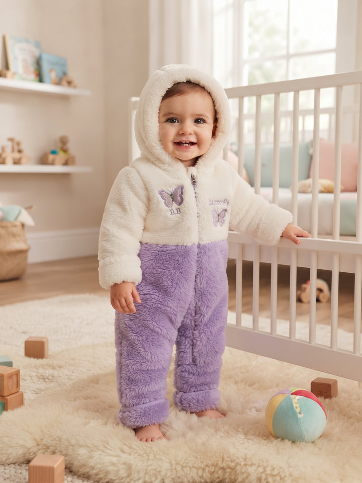 Butterfly Plush Fleece Hooded Onesie