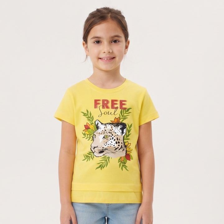 Girls' Tropical Leopard Print T-Shirt