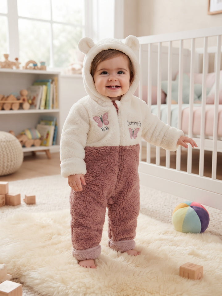 Butterfly Plush Fleece Hooded Onesie