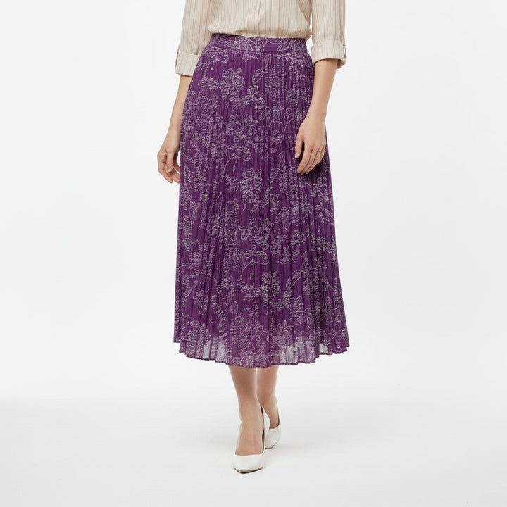 Floral Print Pleated Midi Skirt