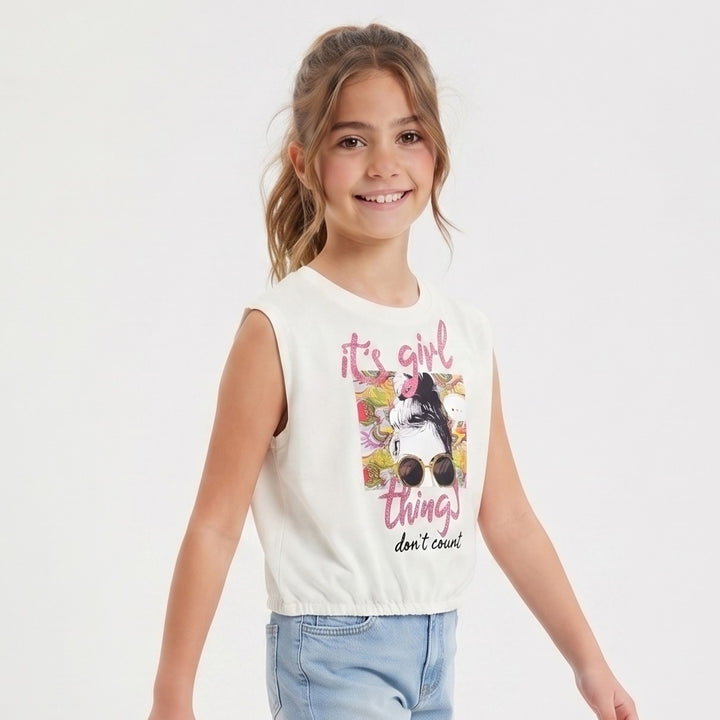 Girls' Short-Sleeve Elastic Hem T-Shirt