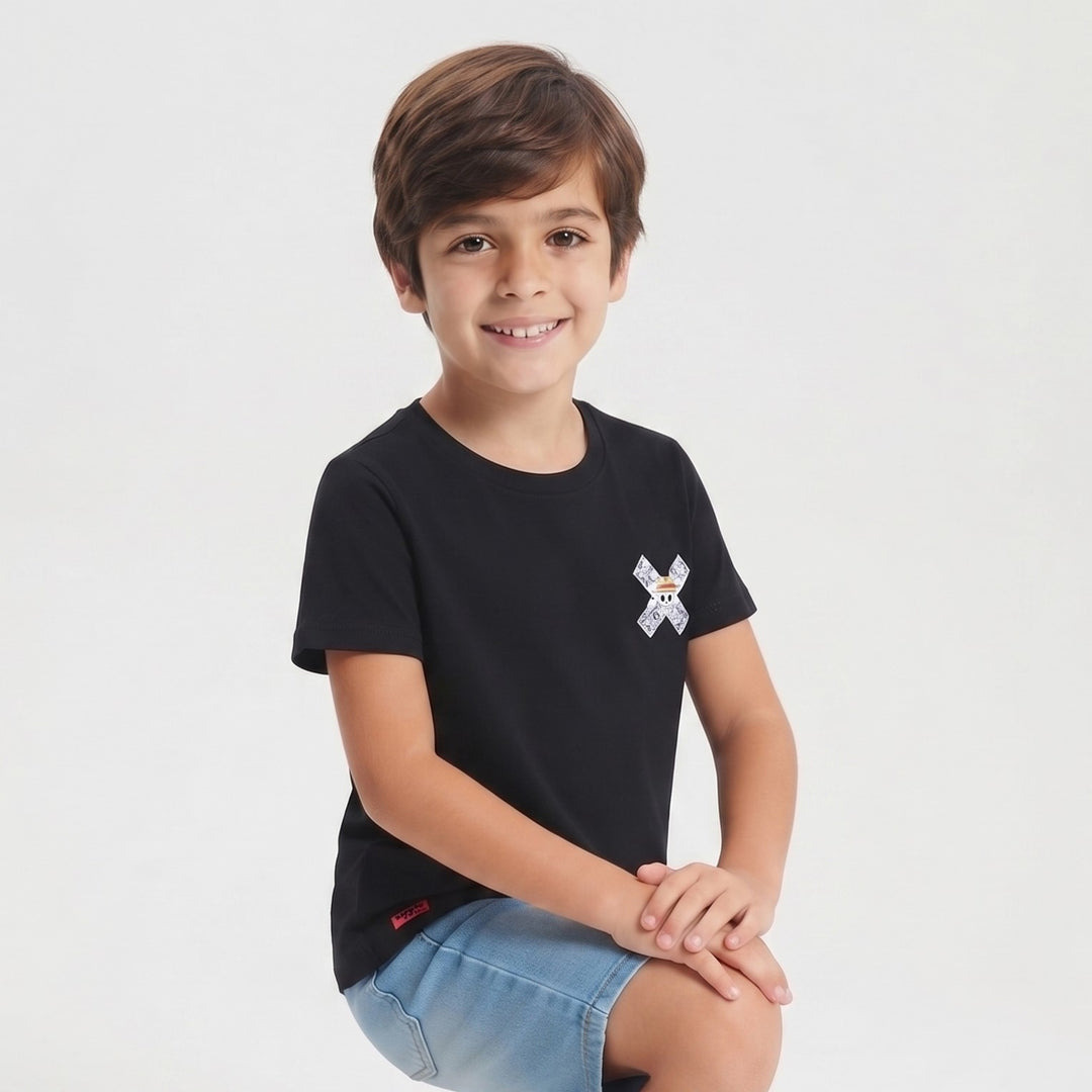 Boys' One Piece Luffy Graphic T-Shirt - Dual Sided Design