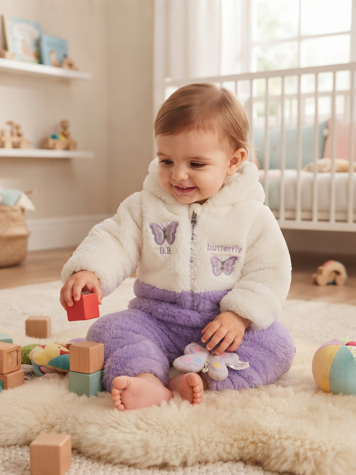 Butterfly Plush Fleece Hooded Onesie