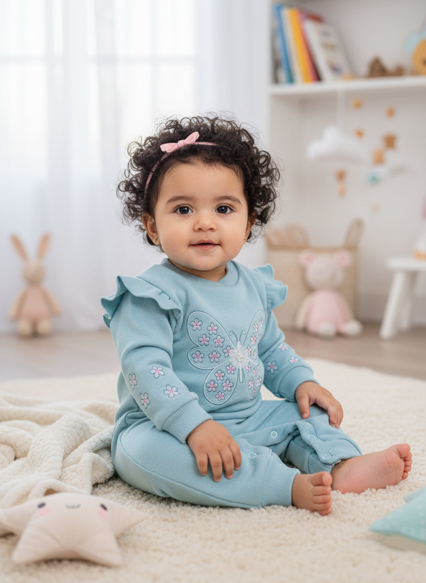 Ruffle-Shoulder Butterfly Romper