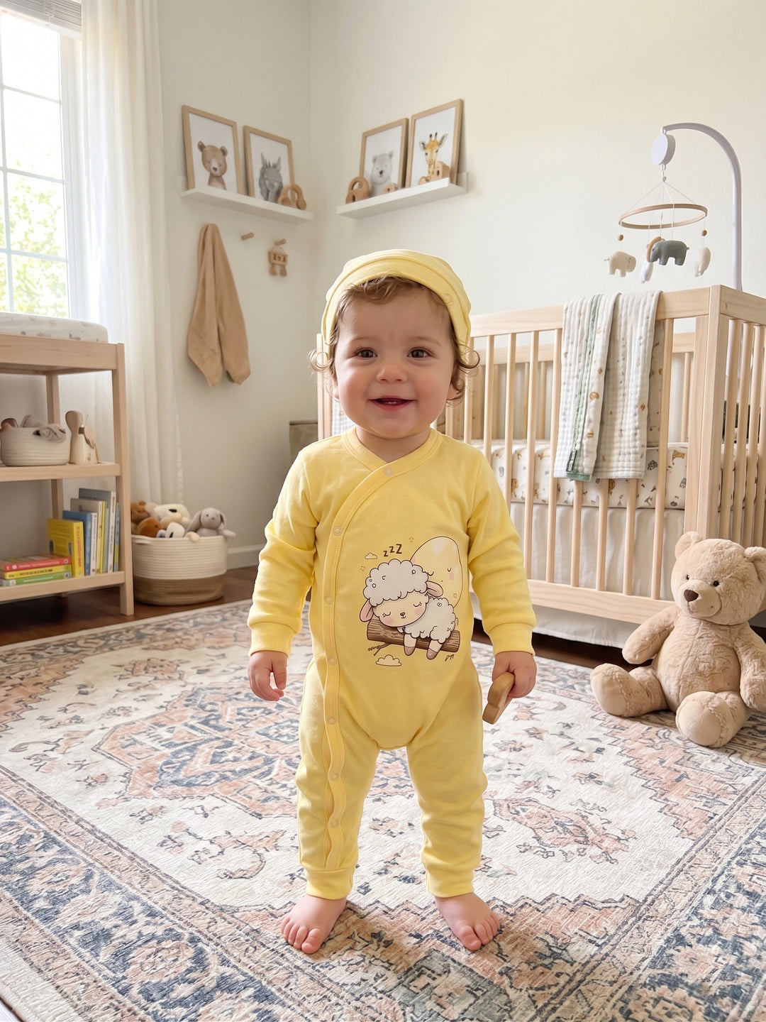 Sunshine Little Lamb Jumpsuit & Beanie Set