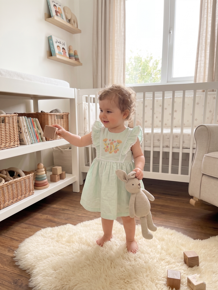 Product Name: Bella Floral Embroidered Pinafore Dress