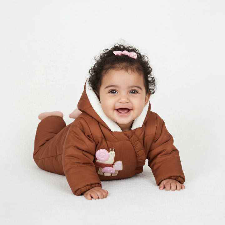 Snail & Mushroom Embroidered Snowsuit