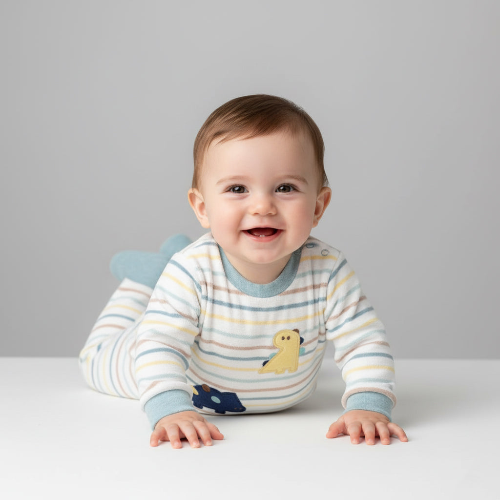 Striped Dino & Hippo Footed Sleeper