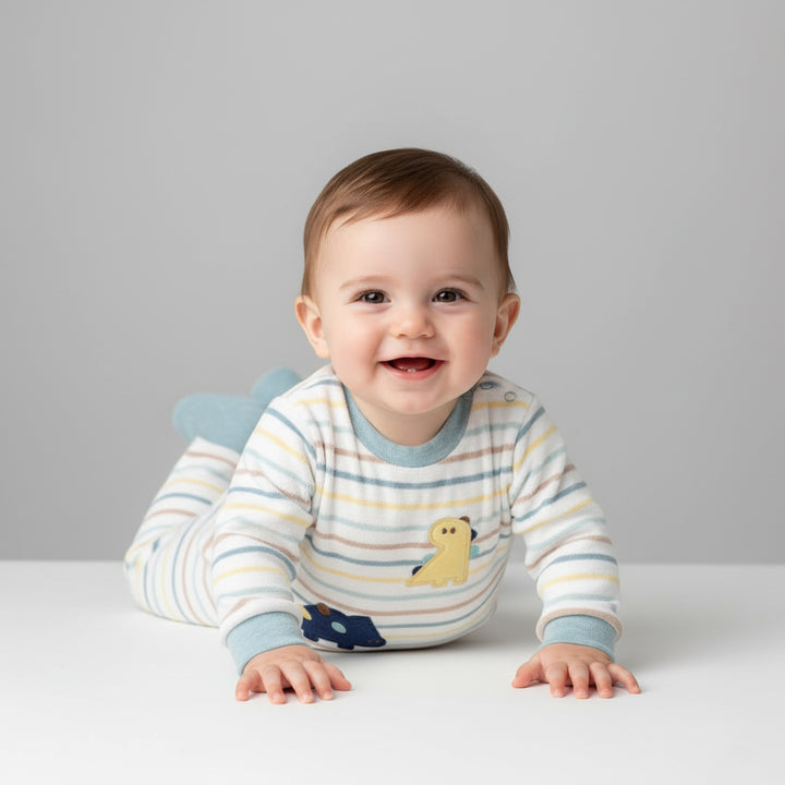 Striped Dino & Hippo Footed Sleeper