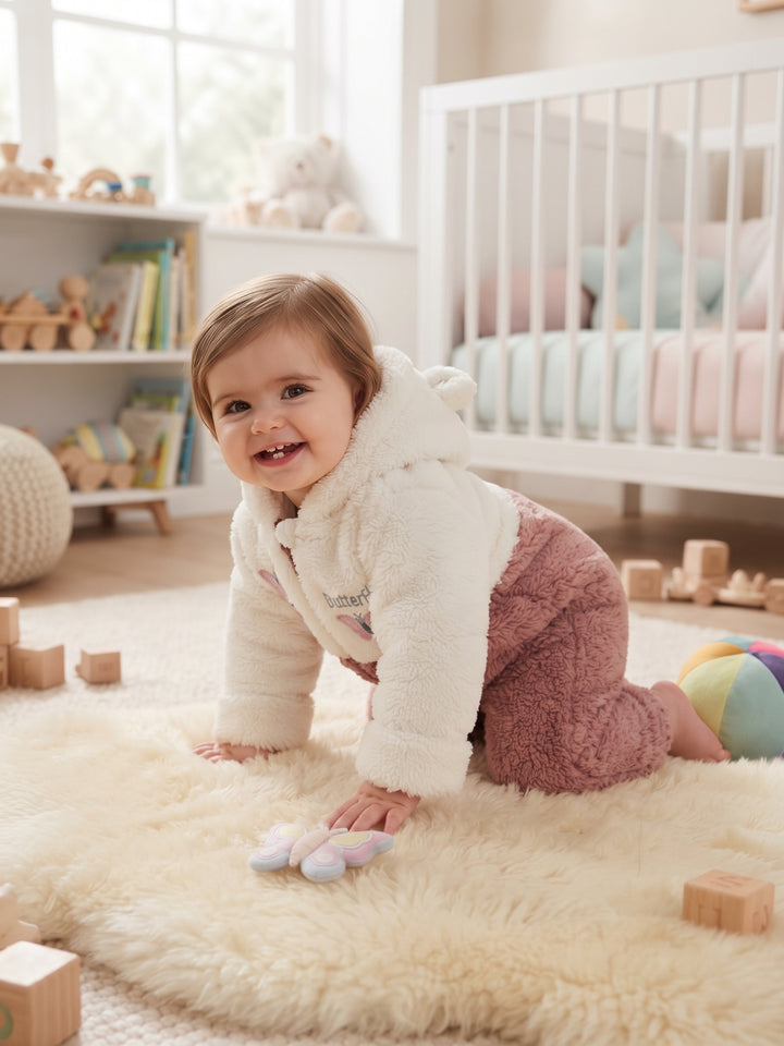 Butterfly Plush Fleece Hooded Onesie