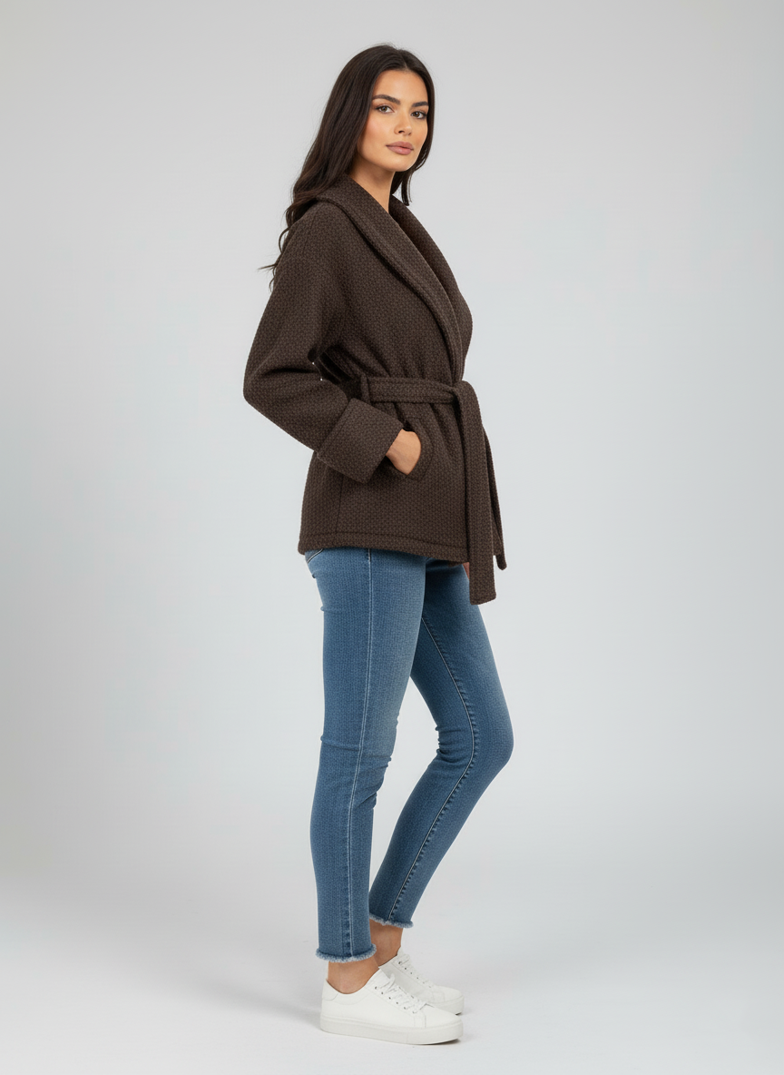 Cozy Knit Short Wrap Coat