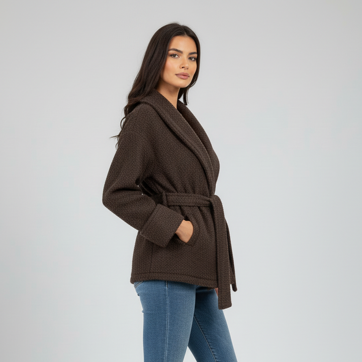 Cozy Knit Short Wrap Coat